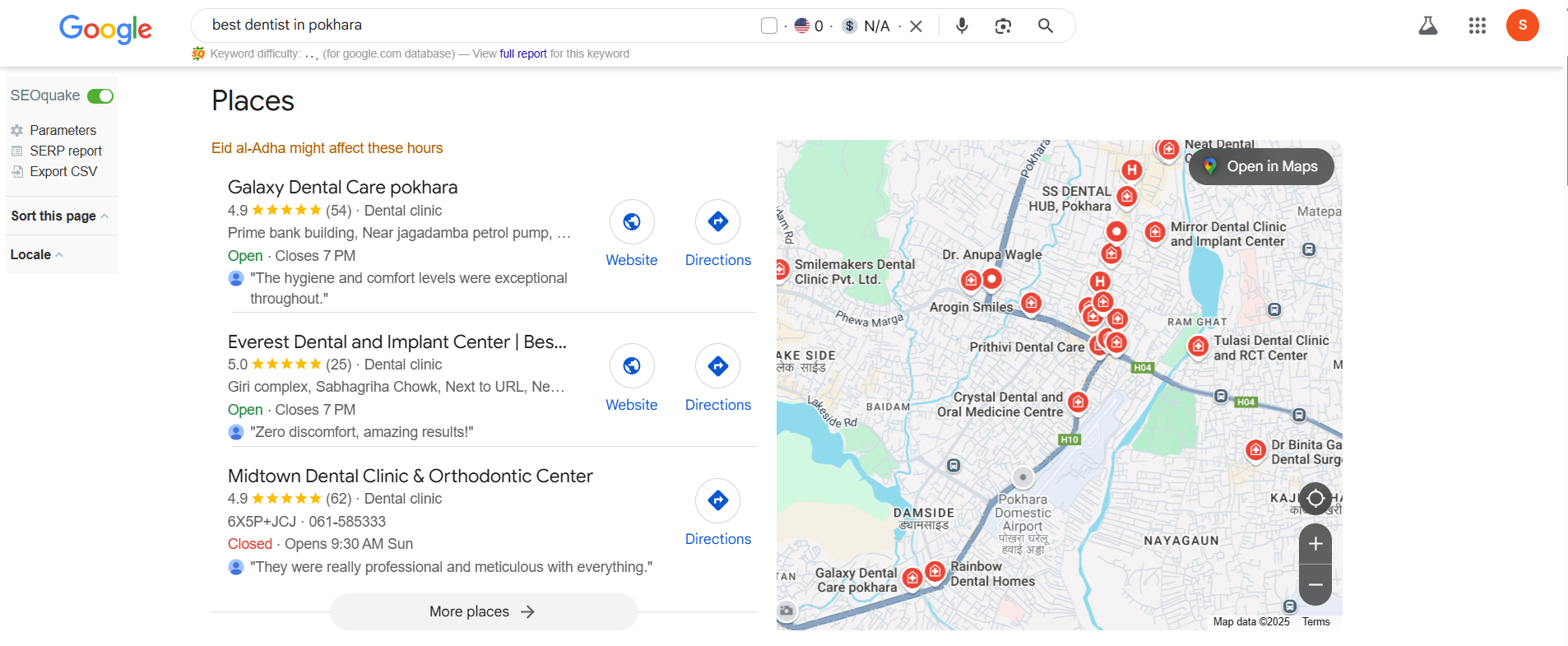 local search for the best dentist in Pokhara