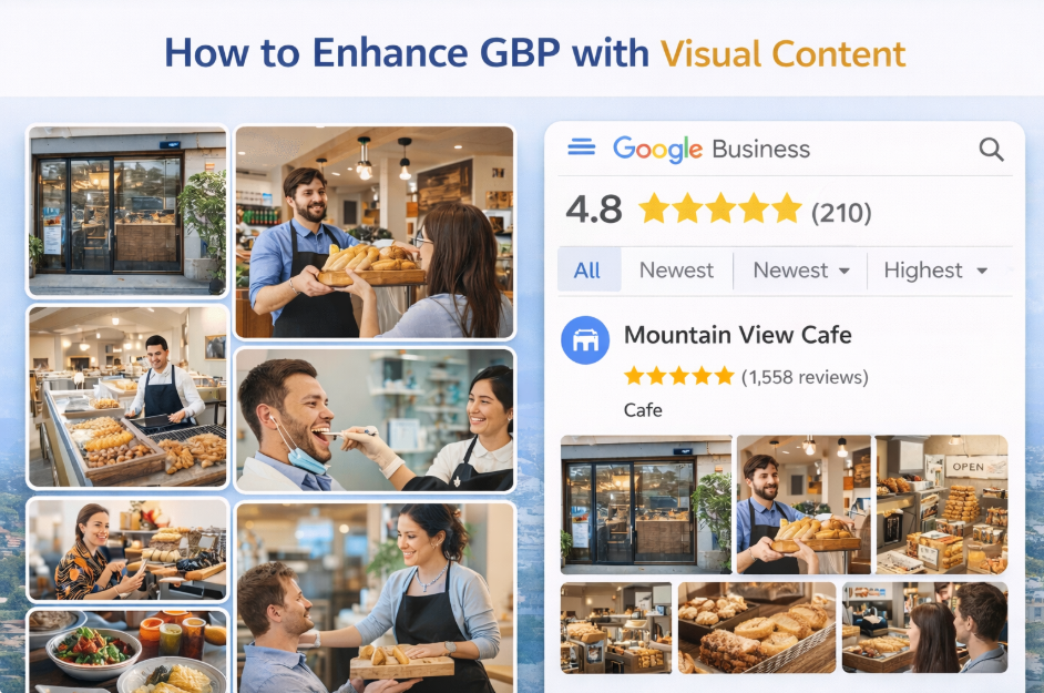 Business photos uploaded to Google Business Profile including storefront interior staff and products